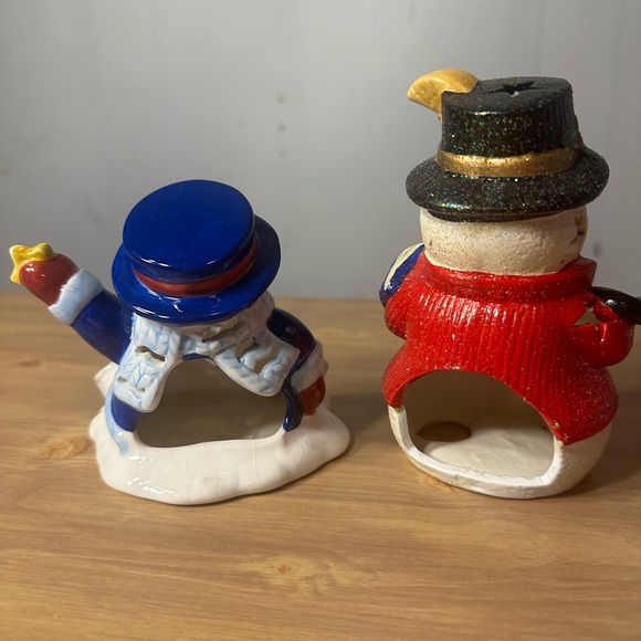 Small Christmas winter snowman mini candle holders - Picture 2 of 2